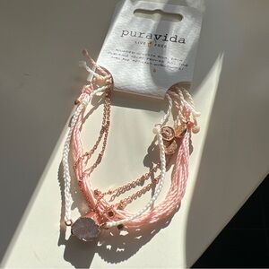 Pura Vida Pink and White Bracelet Set